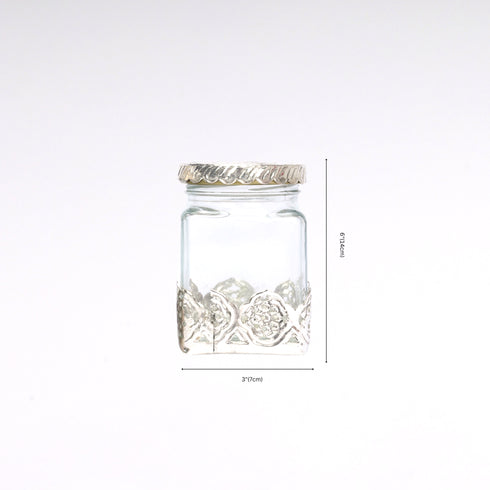 German Silver—Set of 4 Glass Jars